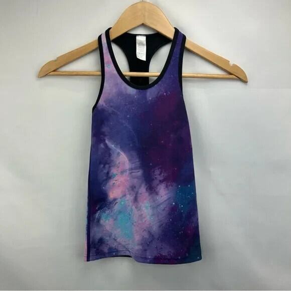 Ivivva by Lululemon Girls Galaxy Print Racerback Tank Top Purple Blue Size 6 - Picture 1 of 6